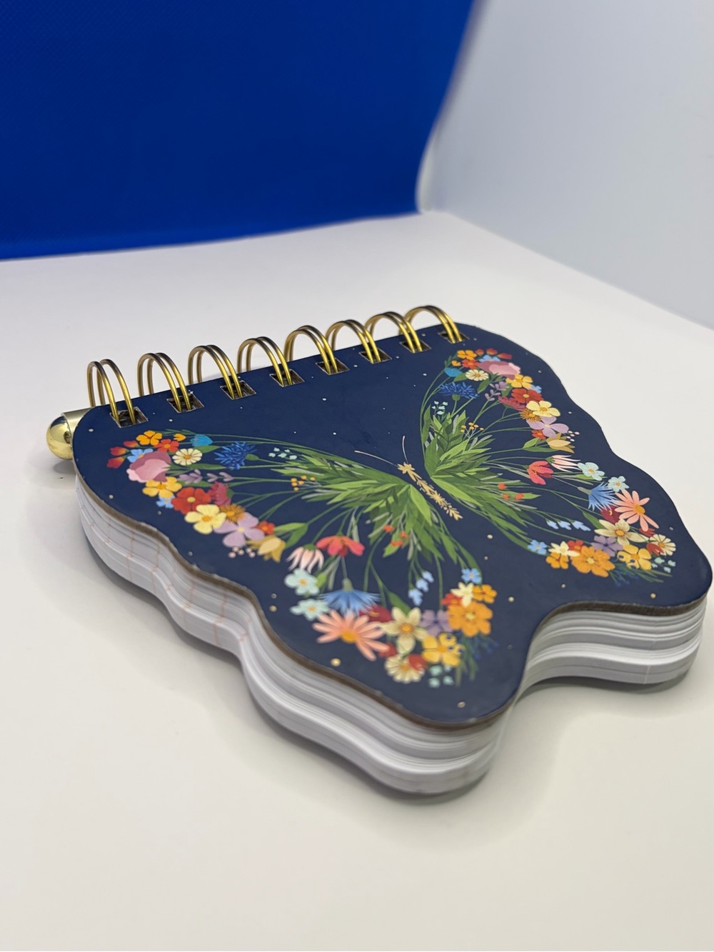 Butterfly Floral Spiral Notebook With Pen - Navy Cover - Picture 2 of 6